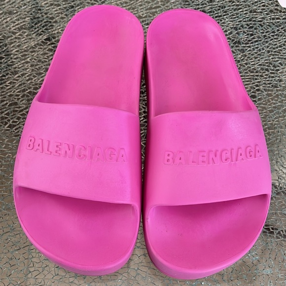 Balenciaga Logo-embossed Rubber Platform Slides w/Dustbags & Box - Picture 2 of 7